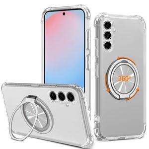 Compatible for Samsung Galaxy S25 FE 5G Phone Case, 360° Rotatable Ring Holder Kickstand [Non Yellowing] Transparent 4 Corners Shockproof Protective Cover Case for Samsung S25 FE - Crystal Clear