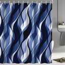 Navy Blue Shower Curtain, Modern Abstract Black and Blue Striped Shower Curtain Set for Bathroom Waterproof Shower Curtain with Hooks, 72x78 Inch, Navy 