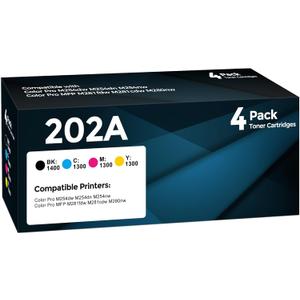 202A Toner Cartridges 4 Pack Compatible for HP 202A 202X Toner Cartridge Replacement for Color Laserjet Pro MFP M281fdw M281cdw M280nw, Pro M254dw M254dn M254nw Printers(Black/ Cyan/ Magenta/ Yellow)