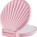 Compact Mirror Mini Travel Mirror,Portable Mirror Convenient for Make-up Touch-ups On The Go,1x 2X Magnification,Folding Pocket Mirror,Handheld 2-Sided Mirror Round,Pink (Pink (No Light))