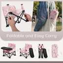 Booster Seat for Kitchen Chair with Removable Tray, Portable Foldable Baby Chair for Babies 6-36 Months, Indoor Outdoor Toddler Camping Chair (Pink Floral Design)