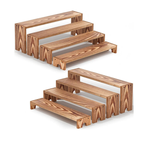 2 Set Large Black Wooden Tiered Riser Display Stands for Vendor Events,Stackable Wooden Cupcake Stand,Farmhouse Decor Wood Dessert Table Display Set,Vendor Booth Display Items,Food Display Risers for Party（1211.210.49.6IN）