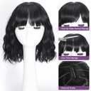 Black Wig With Bangs Bob Synthetic Curly Wigs Natural Shoulder Length Wig 12 inch for Women Girls Daily Use Colorful Wigs