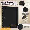 2 x MUAHLIUB Spiral Notebook College Ruled Paper 8" x 10-1/2", 1 Subject Spiral Notebook, 3-Hole Punched Perforated Pages Ideal for School, Office, Writing, 95 Sheets Lined Journaling Notebook, Black