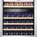 Phiestina Wine Refrigerator, 24 inch-46 Bottles Wine Cooler, Built-in Wine Fridge Under Counter or Freestanding Dual Zones, Auto Defrost with 6 Removable Shelves Glass Door for Home Office Bar