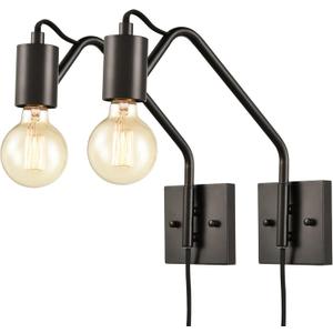 DAYCENT Farmhouse Plug-in Wall Sconces Set of Two Black Sconces Wall Lighting Swing Arm Wall Lamp with On Off Switch Wall Light Fixture for Bedroom Living Room