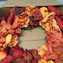 24" Artificial Fall Floral Wreath for Front Door Autumn Wreath with Pumpkin Peony Hydrangea for Halloween Thanksgiving Day Indoor Outdoor Farmhouse Window Wall Dcor