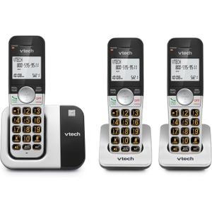 VTech Cordless Phone 3-Handset with Large Display and Big Buttons, DECT 6.0 with Caller ID/Call Waiting, Full Duplex Speakerphone, ECO Mode, Last 10 Number Redial, Easy to Use,VG231-3