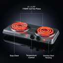 OVENTE Electric Countertop Double Burner, 1700W Cooktop with 6" and 5.75" Stainless Steel Coil Hot Plates, 5 Level Temperature Control, Indicator Lights and Easy to Clean Cooking Stove, Silver BGC102S