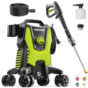 YERYORK Electric Pressure Washer, 4800 PSI 3.0 GPM Power Washer with 4 Lockable Wheels, Steel Wand, 4 Quick Connect Nozzles, 500ml Foam Cannon, High Pressure Washer for Decks/Driveways/Cars