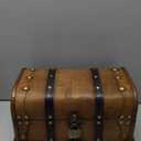 Vintage Wooden Treasure Chest Decorative Box with Lock - 12.2" x 7.1" x 7.1", Brown