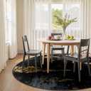 RELEANY Washable Area Rugs 6ft Non-Slip Modern Abstract Soft for Living Room Entryway Bedroom Nursery, Print Pattern, Dark Black Gold