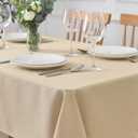 maxmill Jacquard Square Tablecloth Stain Resistant Waterproof Wrinkle Resistant Washable Soft Table Cloth, Decorative Fabric Table Cover for Dining Room, Indoor and Outdoor Use, 52 x 52 Inch, Beige