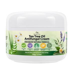 Recuren Plus Antifungal Cream with Tea Tree Oil – Advanced Herbal Relief for Skin Fungus, Jock Itch, Eczema, Athlete's Foot, Tinea Versicolor, Natural Treatment – 100g