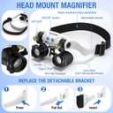 COYLAPY Magnifying Glasses for Close Work, Jewelers Magnifying Glasses with Light & 7 Interchangeable Lens Pairs(3X 5X 6X 7X 10X 13X 16X), Headband Loupe Magnifier for Watch Repair, w/Case