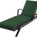 Chaise Lounge Cushions Outdoor, 72x 21x 3 Inch Waterproof & Fade-Resistant Lounge Chair Cushion, Outdoor Chaise Cushion with Removable Cover & Ties for Lawn, Patio, Pool & Beach, Forest Green