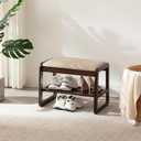 Achicsofar Small Shoe Rack Bench,2 Tier Wooden Entryway Bench with Shoe Storage, Shoe Rack with Cushion for Living Room, Hallway(Pu Beige, 21.6")