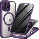 for iPhone 15 Pro Max Case, Compatible with MagSafe, Built-in Privacy Screen Protector and Camera Protection, Anti Spy Full Body Dustproof Shockproof Hard Phone Case 6.7", Purple