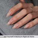 BTArtbox Almond Press On Nails Medium - Lamp-Curable Cat Eye Press On Nails with Glue for Women, Semi-Transparent Soft Gel Glue On Nails in 15 Sizes - 30 Stick On Nails Kit, Sunlit Shimmer