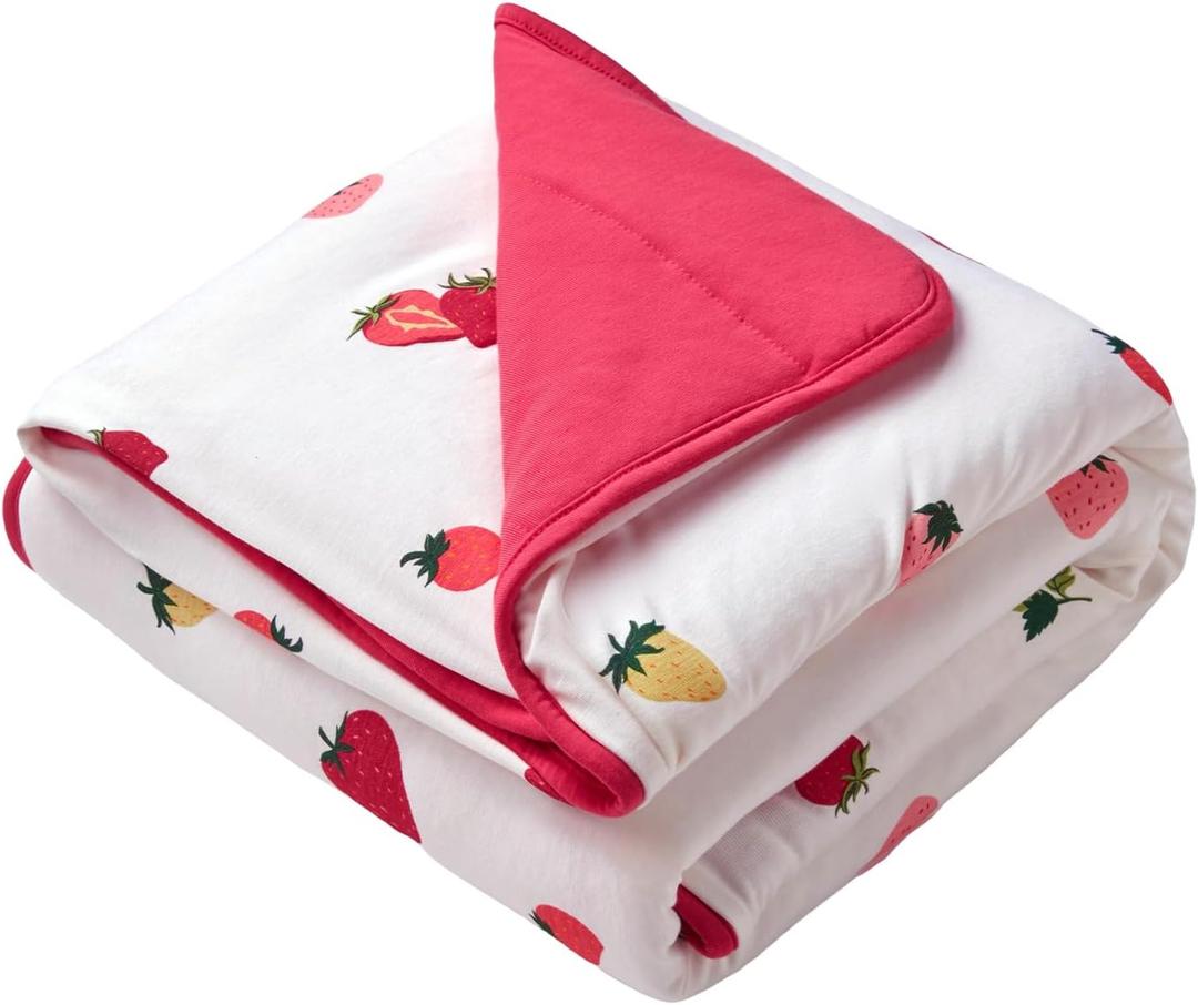 BubblePanda Rayon Made from Bamboo Baby Blanket for Boys Girls Neutral Soft Crib Blanket Toddler Quilt Comforter Newborn Nursery 30 x 40 Inch Strawberry