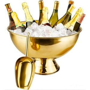 Mipau Large Champagne Bowl,12L Champagne Bowl Ice-Bucket with Scoop Stainless Steel Large Wine Bucket Big Ice Bucket for Parties Wine Beer Home Bar Celebrations,16in