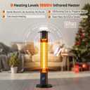 Outdoor Electric Patio Heater, 42-inch 1500W Infrared Tower Heater with 9 Heat Settings & 9H Timer, IPX5 Waterproof, Safety Lock, Tip-Over & Overheat Protection Space Heater for Indoor & Outdoor Use