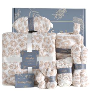 JOOJA Birthday Box Care Package Get Well Soon Gift Baskets Self Care Gifts, Birthday Gift Basket for Her, Leopard Print Gifts for Women Mom Wife Daughter Sister Friends Leopard Khaki
