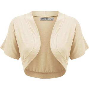 Lock and Love Women's Versatile Open Front Lightweight Short Sleeve Bolero Shrug, Size: Large