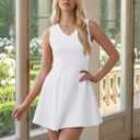 IWD Women's V Neck Sleeveless Mini Dress 2026 Summer Spring Elegant Classy A Line Cocktail Party Short Dress (White, M)