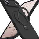 Compatible with iPhone 17 Air Case with Magnetic Invisible Stand Compatible with Mag-Safe Military Drop Tested Shockproof Silicone iPhone 17 Air Phone Cases for Women Men 6.6"Black