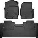 Husky Liners Weatherbeater Floor Mats | Fits 2017-2026 Ford F-250/F-350 SUPERCAB ONLY with Factory Carpet Without Fold Flat Storage | Front & 2nd Row, 3-pc Black - 94071