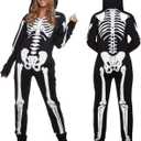Morph Skeleton Jumpsuit - Women's Skeleton Costume for Halloween (Black), S