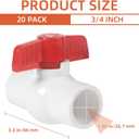 20 Pack 3/4" PVC Ball Valves (Socket x Socket) 3/4 Inch PVC Water Shut Off Valves Slip Pipe Fittings Schedule 40 for Cold Water Supply Irrigation System