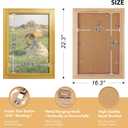 13x19 Wood Picture Frame, HD Real Glass 13x19 Ornate Natural Wooden Vintage Photo Frame, 13 by 19 Painting Poster Frame with Gold Border and Distressed Rust-Like Finish for Art, Tabletop or Wall Decor (1 Pack）