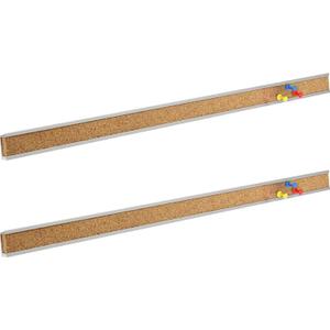 Corksidol Bulletin Bar Strip, Cork Board, Cork Strips, 36" x 1", Classroom, Office, Walls, Cubicle, Aluminum Frame,2 Pack, Silver (Sliver)
