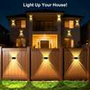 AUDLES Solar Fence Lights Outdoor, New Up Down Lighting Fence Lights Solar Powered with 3 Modes 3000K/4000K/6000K, IP65 Waterproof Solar Wall Light for Backyard Wall Pathway Deck Patio Decor - 8 Pack