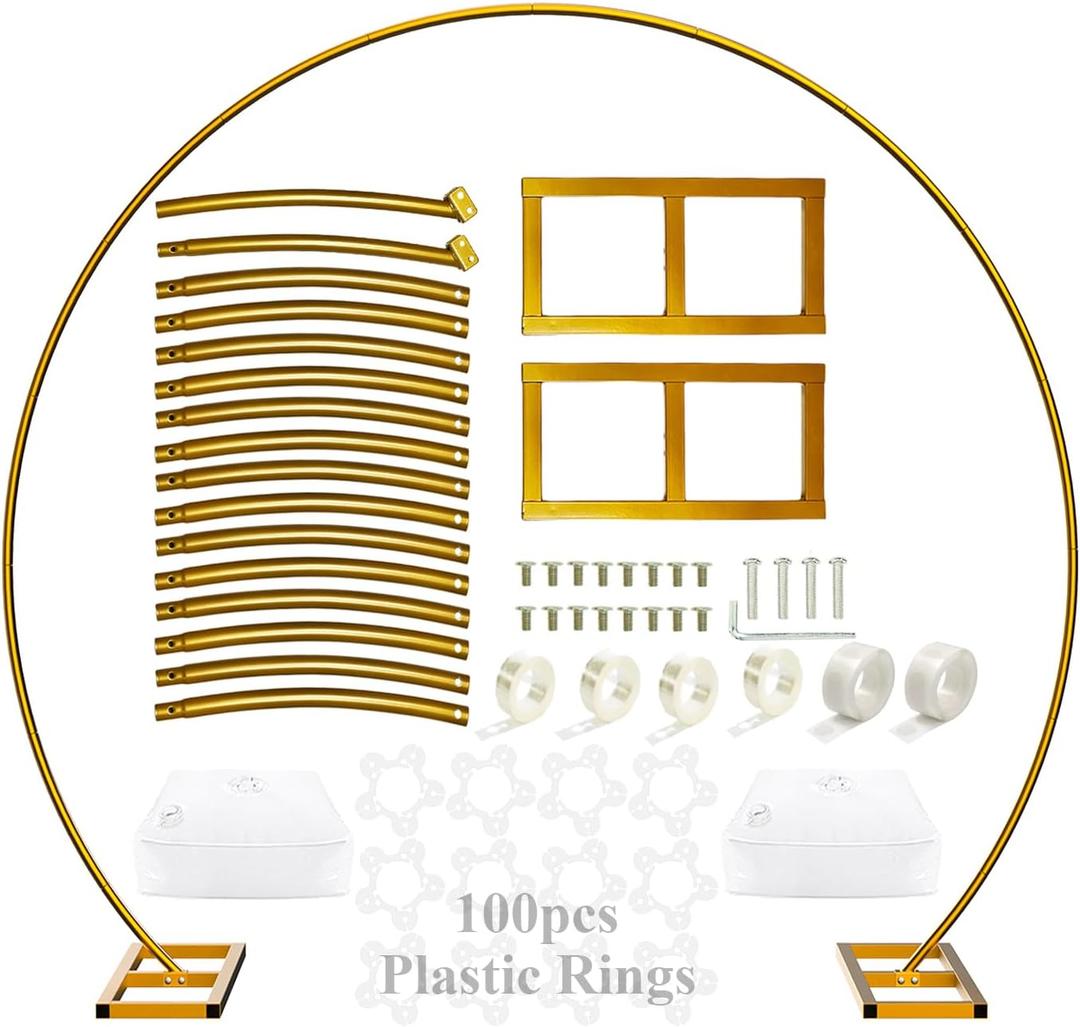 LANGXUN 9ft Large Size Metal Circle Balloon Arch Stand Decoration, Indoor Outdoor Arch Frame for Birthday Wedding Graduation Decorations and Event Party Supplies, Baby Shower Photo Background