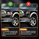 LED DRL Headlight Assembly, Fit 2009-2018 Dodge Ram 1500/10-18 Ram 2500 3500 4500 5500(Only fit factory dual beam halogen headlights, Additional H4 bulb required) Black Housing Amber Reflector