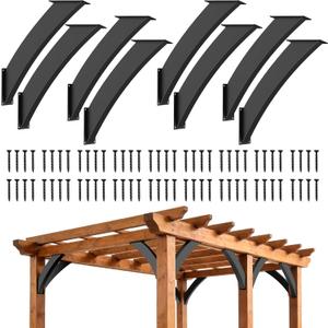 8Pcs Heavy Duty Arc 45 Degree Angle Support Brackets 2"×4" (Actual: 1.5"×3.2") Steel Pergola Bracket, Wood Post and Beam Support Angle Corner Brackets for Gazebos Decks Porches Pagola Reinforcement