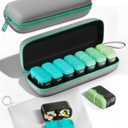 Weekly Pill Organizer, 7 Day Travel Medicine Pill case with Moisture-Proof Silicone Lid, Large AM PM Daily Pill Organizer 2 Times a Day for Vitamins & Supplements, Secure Zipper Pill Box(Green)