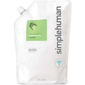 simplehuman Moisturizing Liquid Hand Soap Refill Pouch, 34 Fl Oz (Pack of 1), Cucumber