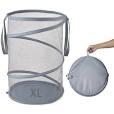 Mesh Popup Laundry Hamper 115L Collapsible Laundry Basket Extra Large Capacity Foldable Clothing Storage Basket with Handles 26 H x 18 W x 18 L (Gray)