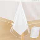 Clear Plastic Tablecloth 2 Pack - 54x78 Inch, Waterproof Wipeable Vinyl Tablecloths for Rectangle Table, Oil Spill Proof Transparent Table Cover Protector for Dining, Picnic, Camping, Parties