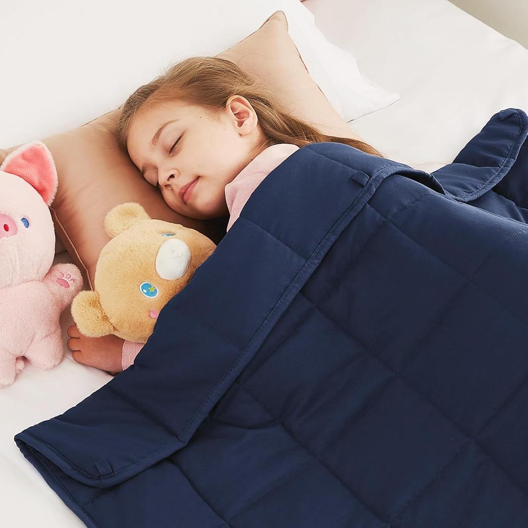 CuteKing Weighted Blanket (3lbs, 20"x30", Navy Blue) Heavy Blanket for 40-60lbs, Weighted Blanket for Cooling & Heating with Premium Glass Beads, Thick Blanket All-Season