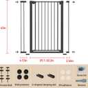 43 inch Tall Safety Dog Gate Adjustable 29.7-39 inch Extra-Wide Metal Pet Gate Drill-Free Pressure-Mount Installation kit Self-Closing Cat Gate for Stairwells、Doorways（Black）