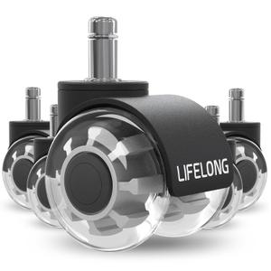 Lifelong Office Chair Wheels Replacement Rubber Chair Casters Safe for Hardwood Floors and Carpet, Set of 5, Heavy Duty Casters for Chairs Desks to Replace Office Chair Mats - Universal Size