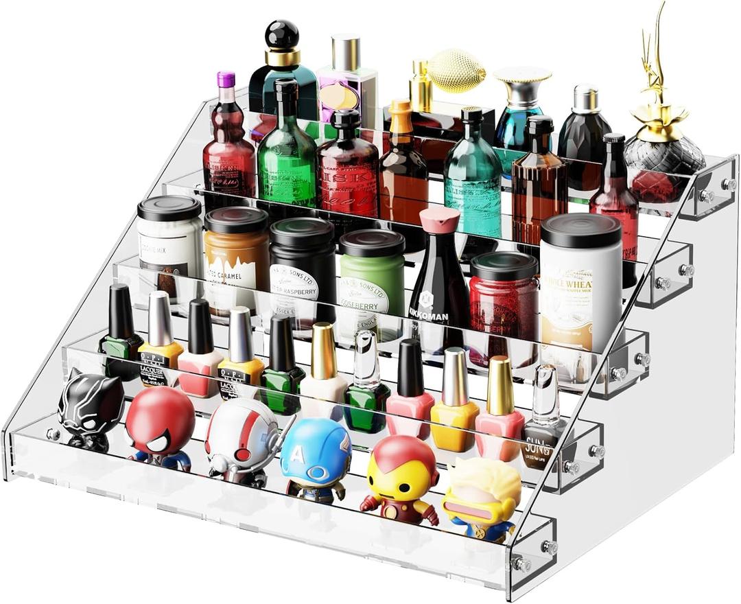 Acrylic Display Shelf,Risers Display Stands,Perfume Organizer,Cupcake Stand,Tiered Display Stand,Sticker Display,Card Stands For Display,Card Display Stand,Figure DisplaySpice Rack(5 Tier)
