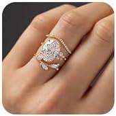 RKKOJJO 925 Sterling Silver Bridal Rings Sets AAA Cubic Zirconia CZ Full Diamond Engagements Rings Wedding 3 Pcs Promise Anniversary White Gold Rings for Women Size 8
