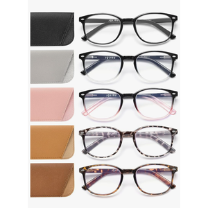 5 Pack Reading Glasses For Women,Blue Light Blocking Computer Reader Spring Hinge Eyeglasses, +1.5x