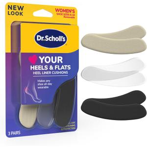 Dr. Scholl's Foam Heel Liners Inserts Helps Prevent Uncomfortable Shoe Rubbing at The Heel and Helps Prevent Shoe Slipping for Shoes That are Too Big, 3 Pair